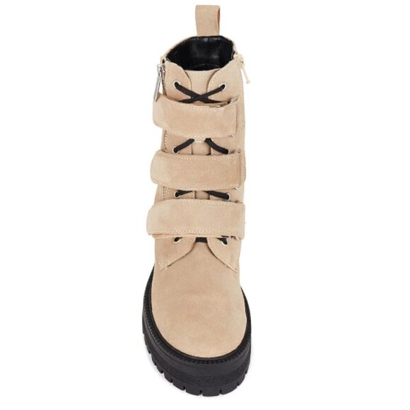 Free People 'Emmett' Velcro Tab Lug-Sole Suede Ankle Boots, Latte - Picture 4 of 5